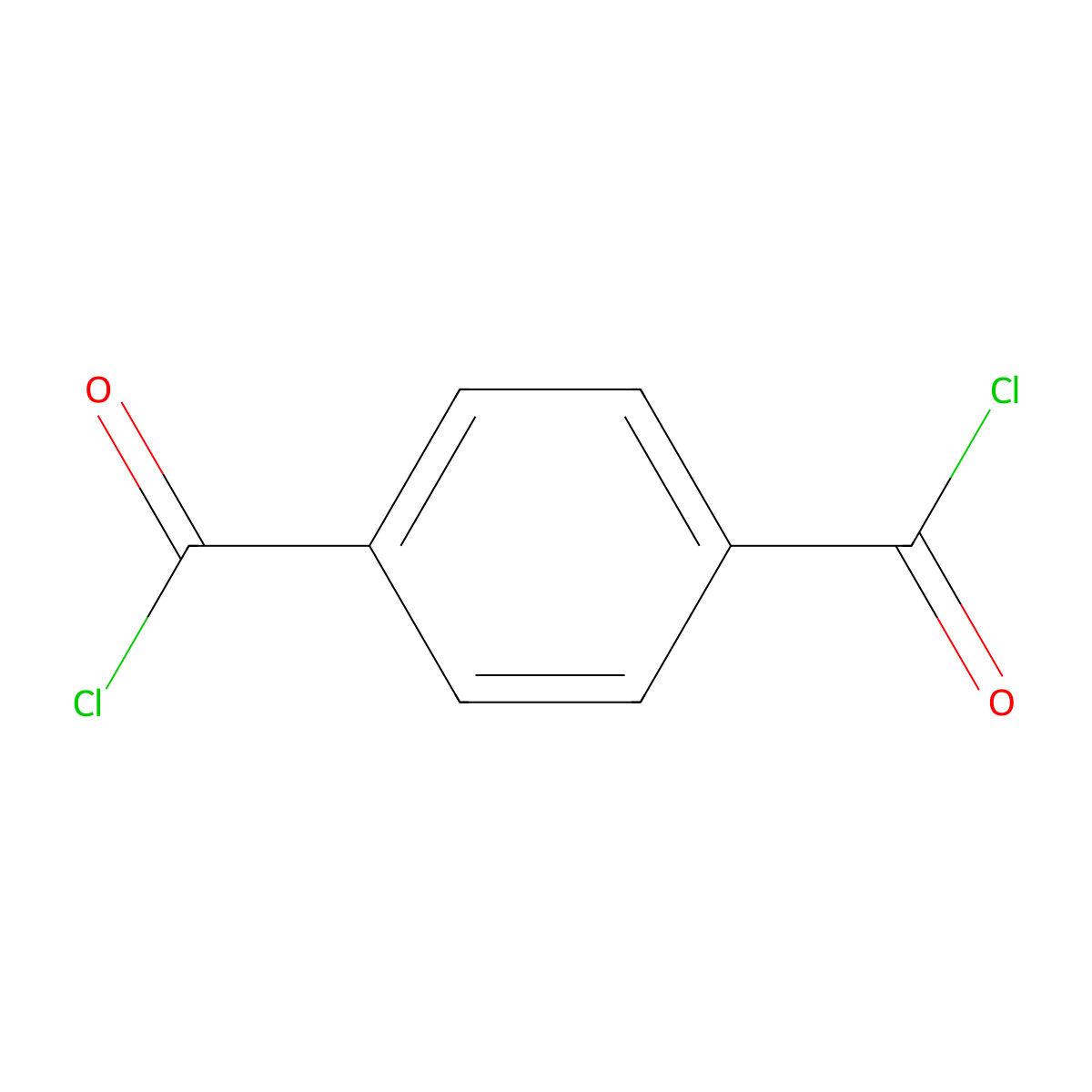 Terephthaloyl chloride molecular structure, CAS 100-20-9