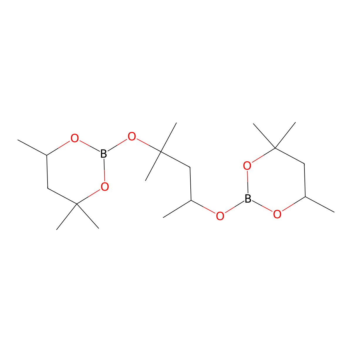 1,3,2-Dioxaborinane, 2,2'-((1,1,3-trimethyl-1,3-propanediyl)bis(oxy))bis(4,4,6-trimethyl- molecular structure, CAS 100-89-0