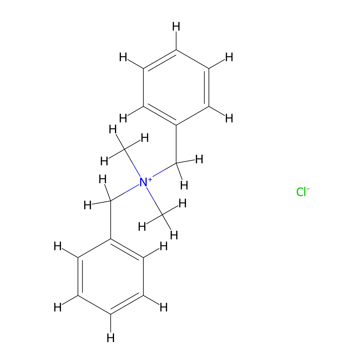 Dibenzyldimethylammonium chloride molecular structure, CAS 100-94-7