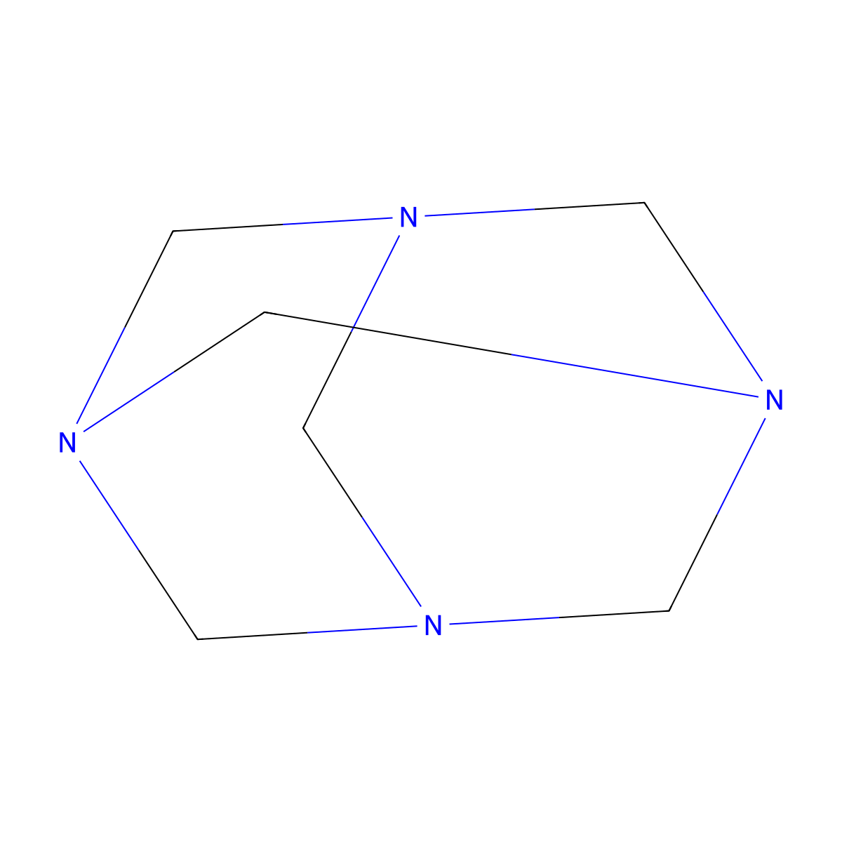 Hexamethylenetetramine molecular structure, CAS 100-97-0