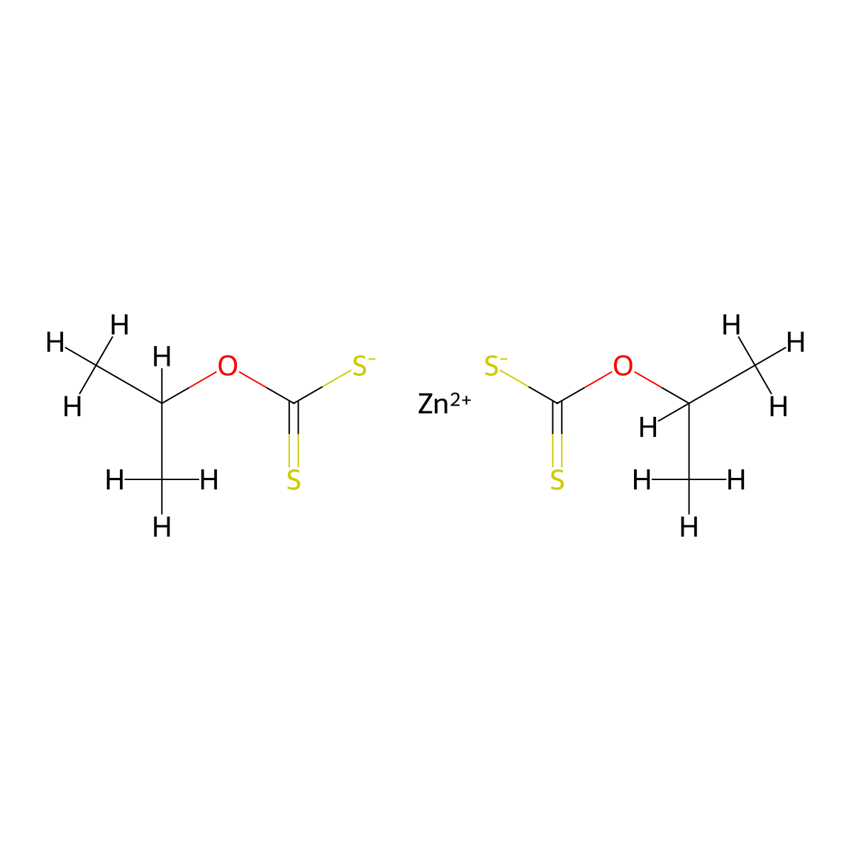 Zinc O,O'-diisopropyl bis[dithiocarbonate] molecular structure, CAS 1000-90-4