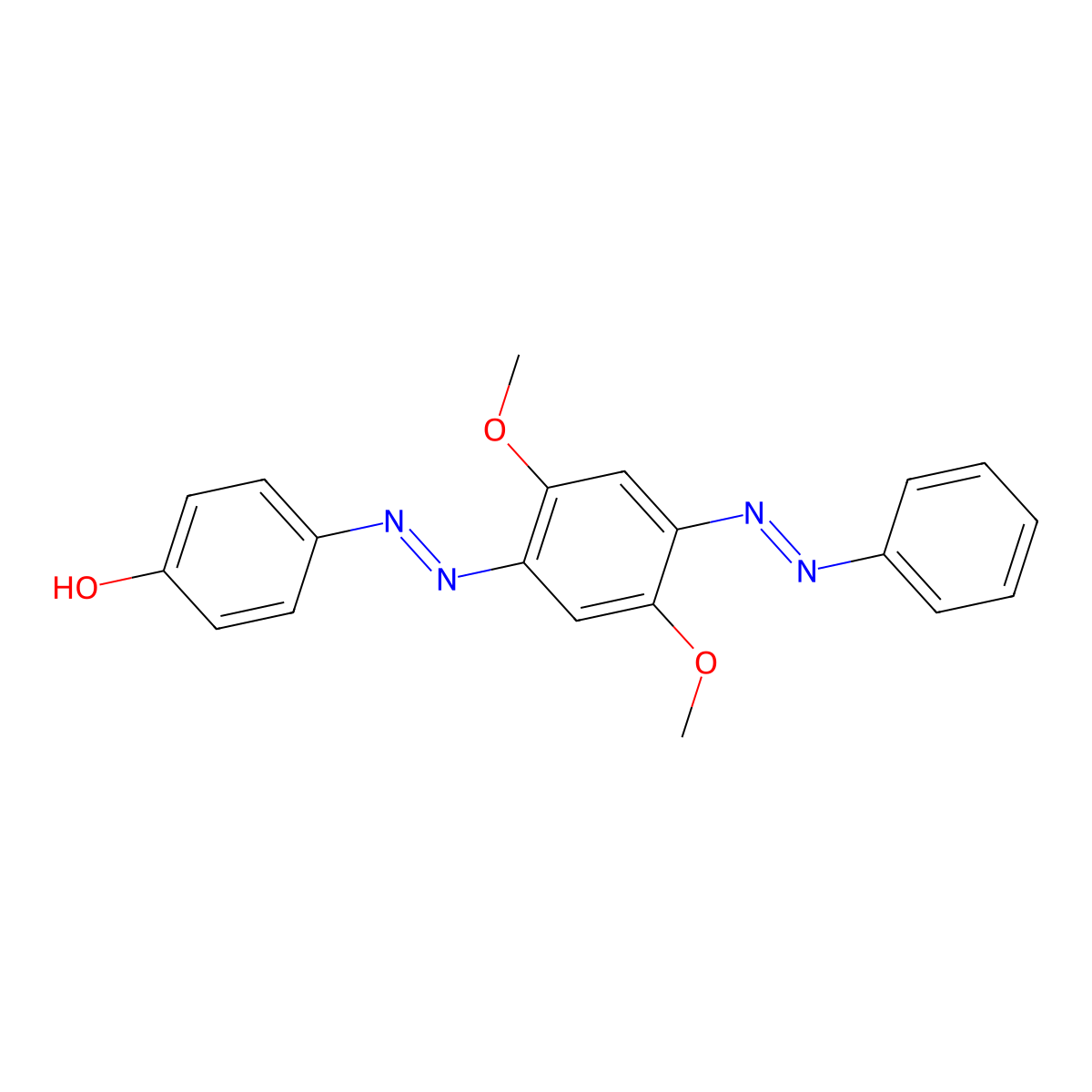 Phenol, 4-(2-(2,5-dimethoxy-4-(2-phenyldiazenyl)phenyl)diazenyl)- molecular structure, CAS 10000-42-7