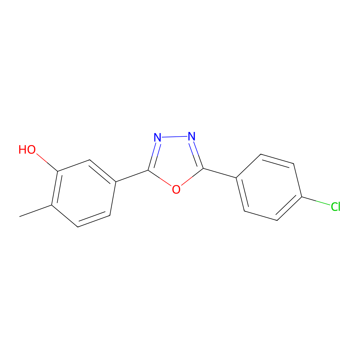 5-(5-(4-Chlorophenyl)-1,3,4-oxadiazol-2-yl)-2-methylphenol molecular structure, CAS 1000002-71-0