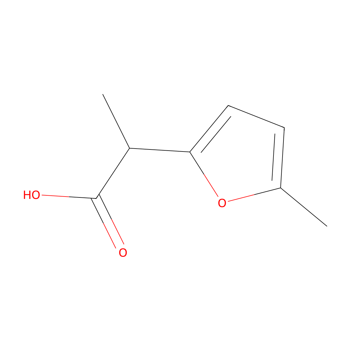 2-(5-Methylfuran-2-yl)propanoic acid molecular structure, CAS 1000004-70-5
