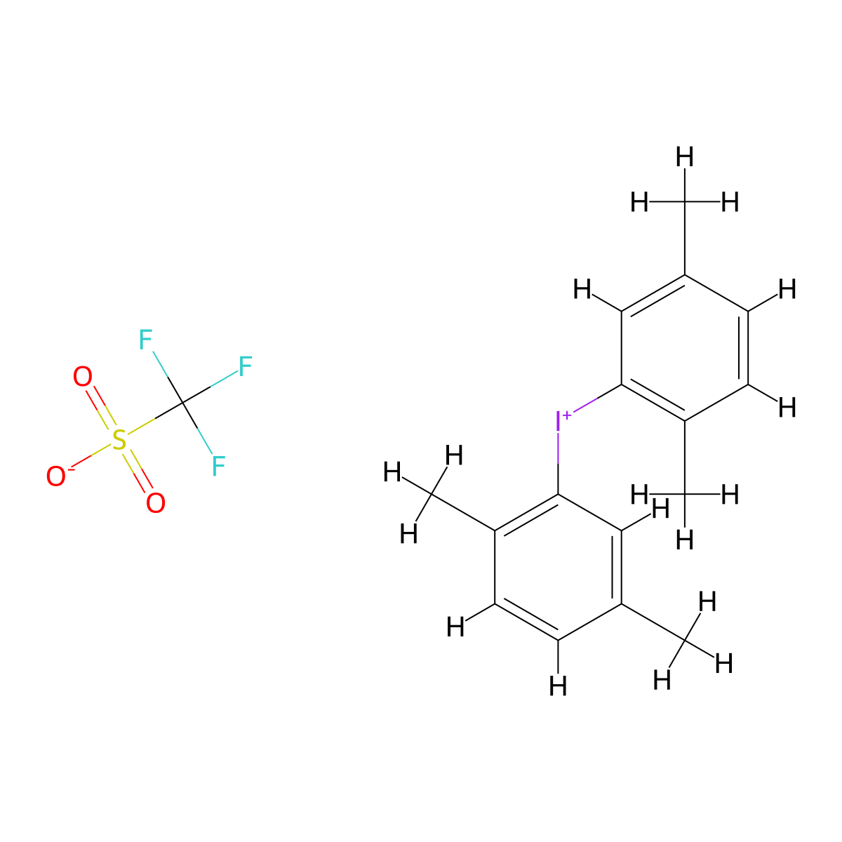 Bis(2,5-dimethylphenyl)iodonium triflate molecular structure, CAS 1000015-88-2