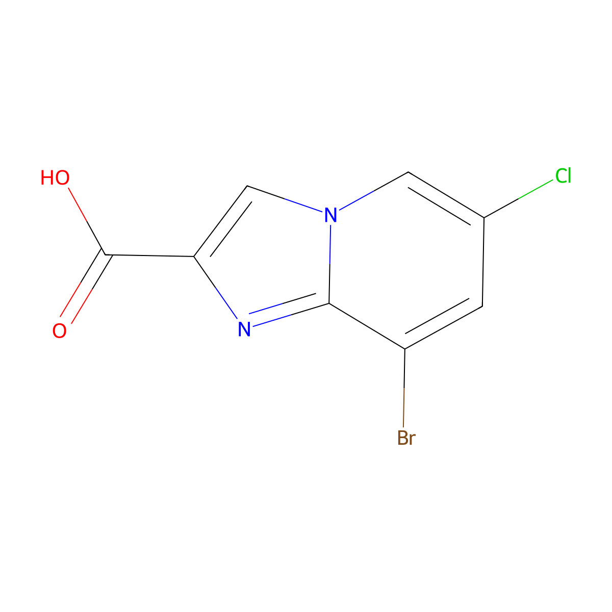 8-Bromo-6-chloroimidazo[1,2-a]pyridine-2-carboxylic acid molecular structure, CAS 1000017-98-0
