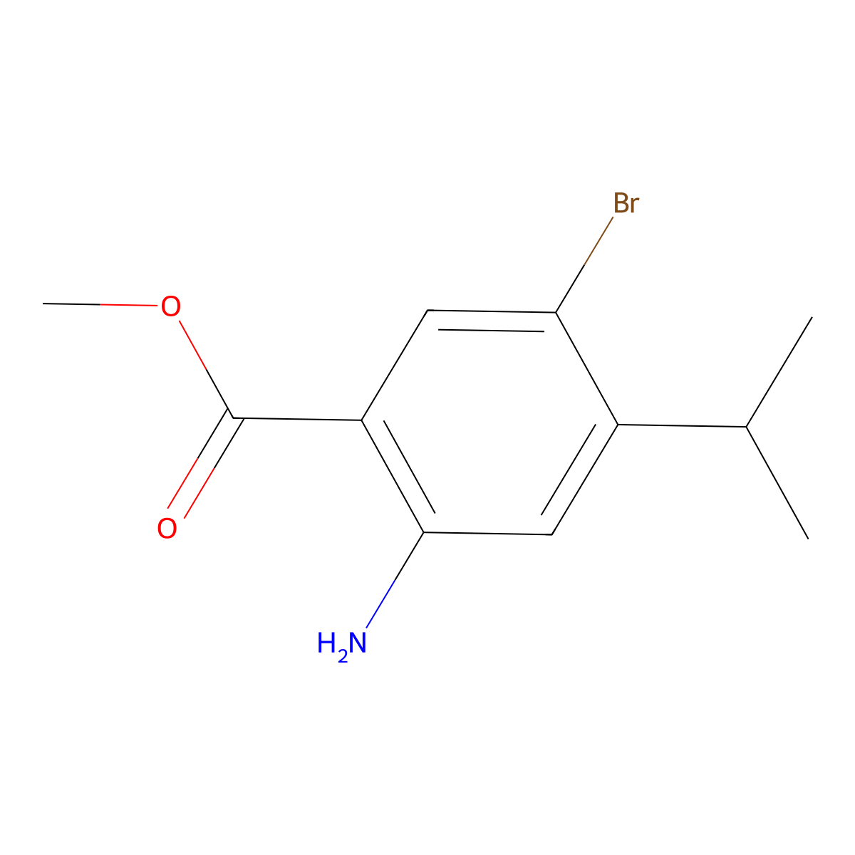 Methyl 2-amino-5-bromo-4-(propan-2-yl)benzoate molecular structure, CAS 1000018-13-2