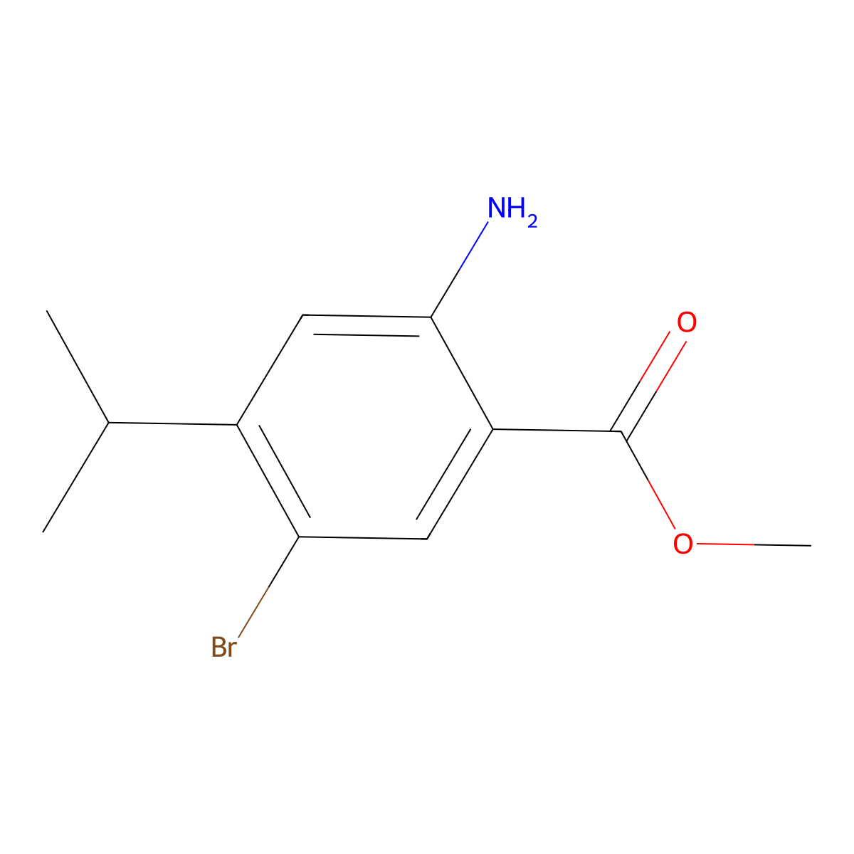 Methyl 2-amino-5-bromo-4-(propan-2-yl)benzoate molecular structure, CAS 1000018-13-2