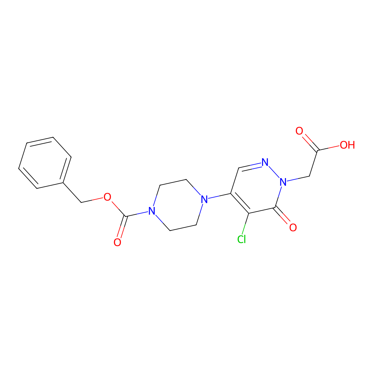 2-[4-{4-[(Benzyloxy)carbonyl]piperazino}-5-chloro-6-oxo-1(6H)-pyridazinyl]acetic acid molecular structure, CAS 1000018-20-1