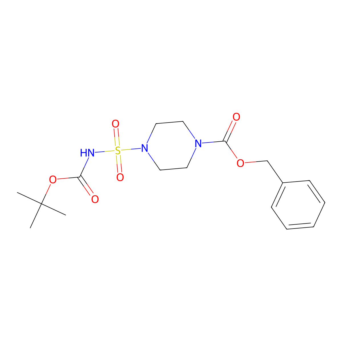 Benzyl 4-(N-(tert-butoxycarbonyl)sulfamoyl)piperazine-1-carboxylate molecular structure, CAS 1000018-21-2