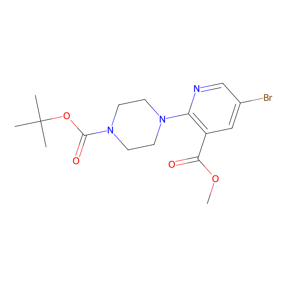 tert-Butyl 4-(5-bromo-3-(methoxycarbonyl)pyridin-2-yl)piperazine-1-carboxylate molecular structure, CAS 1000018-22-3