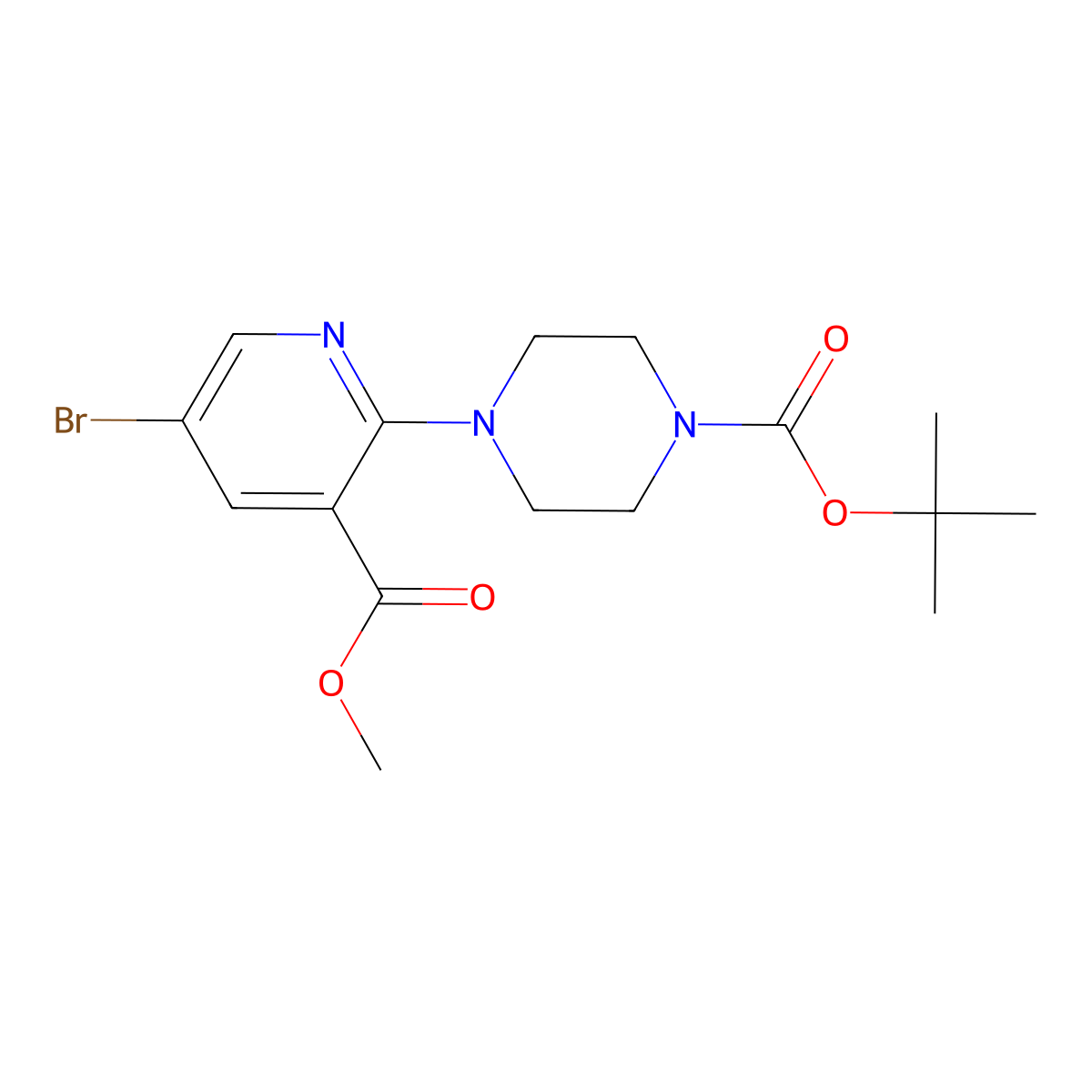 tert-Butyl 4-(5-bromo-3-(methoxycarbonyl)pyridin-2-yl)piperazine-1-carboxylate molecular structure, CAS 1000018-22-3