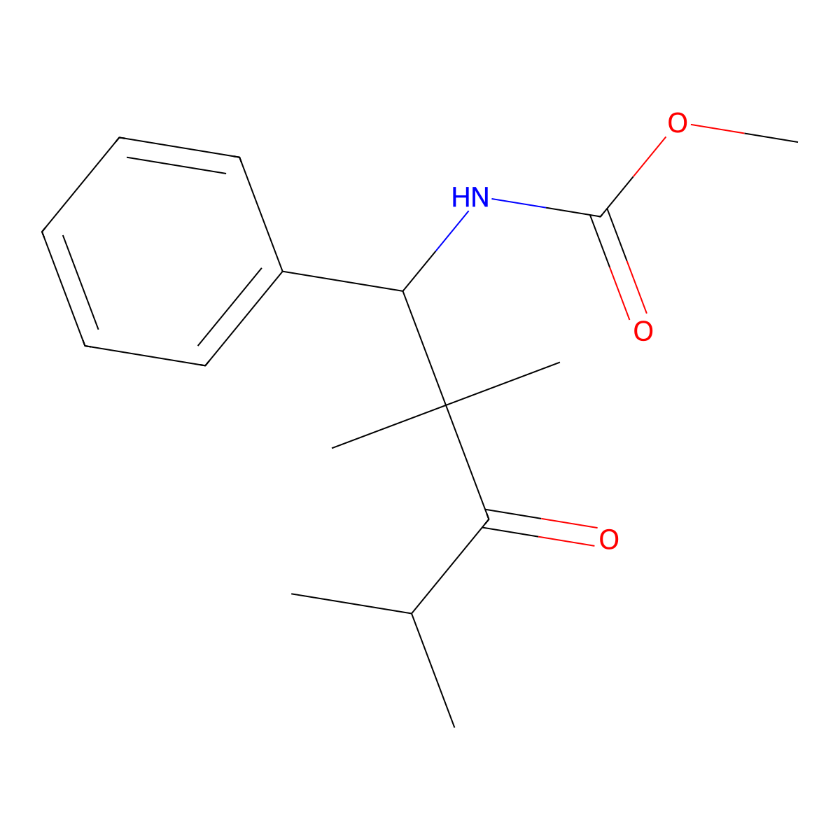 Methyl (2,2,4-trimethyl-3-oxo-1-phenylpentyl)carbamate molecular structure, CAS 1000018-26-7