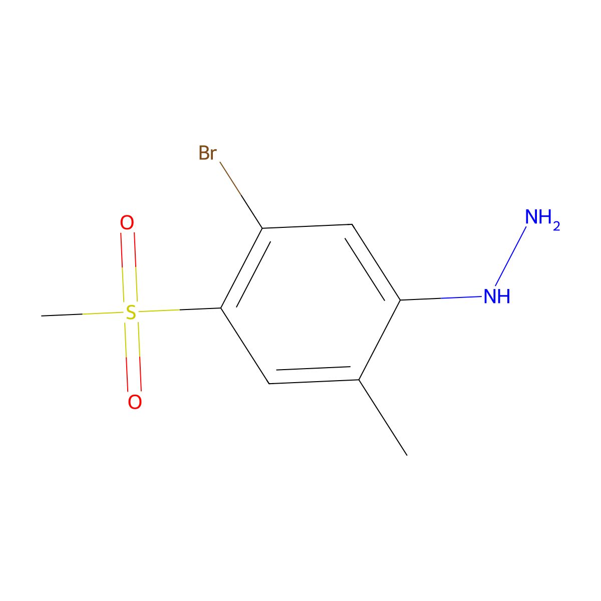 5-Bromo-2-methyl-4-methylsulfonylphenylhydrazine molecular structure, CAS 1000018-33-6