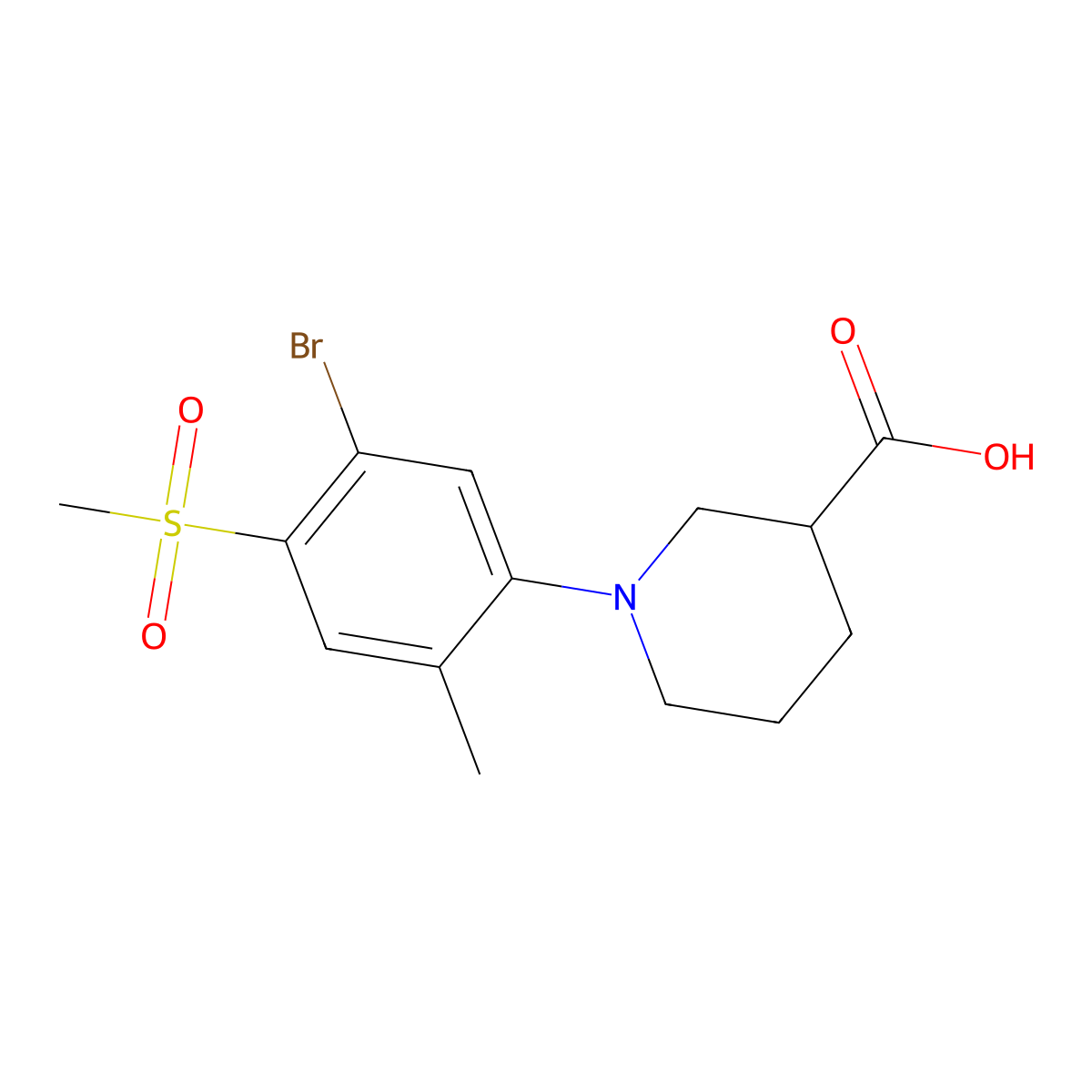 1-[5-Bromo-2-methyl-4-(methylsulphonyl)phenyl]piperidine-3-carboxylic acid molecular structure, CAS 1000018-36-9