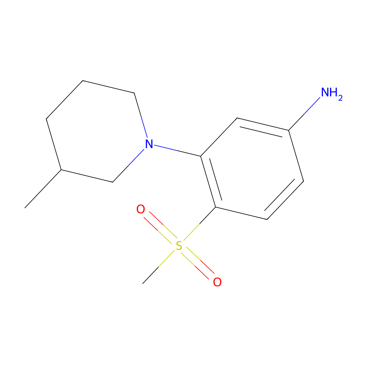 3-(3-Methylpiperidin-1-yl)-4-methylsulfonylaniline molecular structure, CAS 1000018-39-2