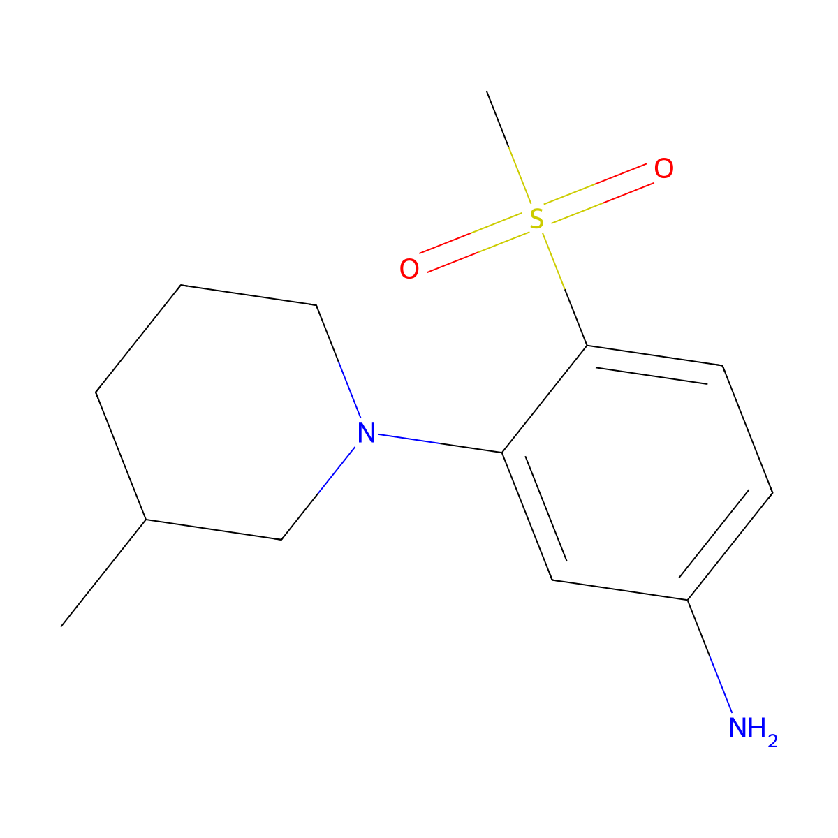 3-(3-Methylpiperidin-1-yl)-4-methylsulfonylaniline molecular structure, CAS 1000018-39-2