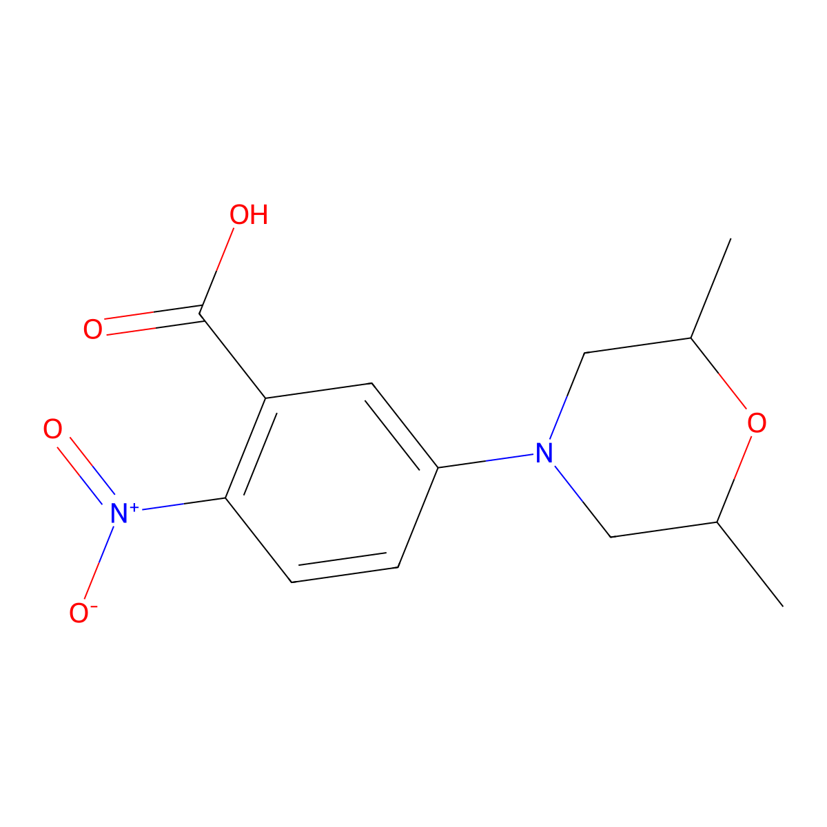 5-(2,6-Dimethylmorpholin-4-yl)-2-nitrobenzoic acid molecular structure, CAS 1000018-44-9
