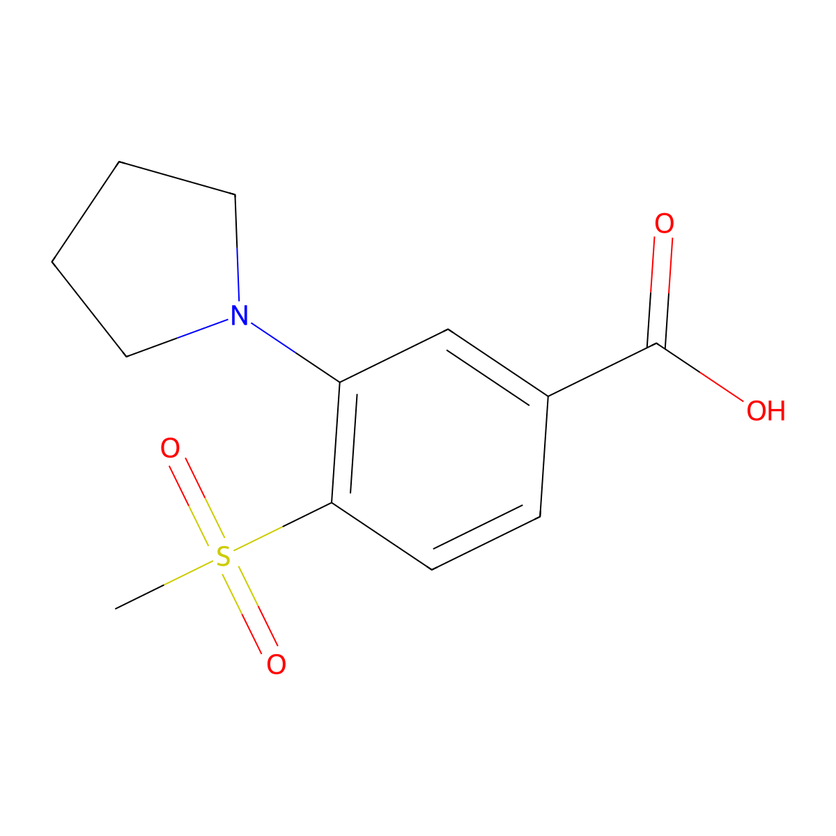 4-Methylsulfonyl-3-(pyrrolidin-1-yl)benzoic acid molecular structure, CAS 1000018-48-3