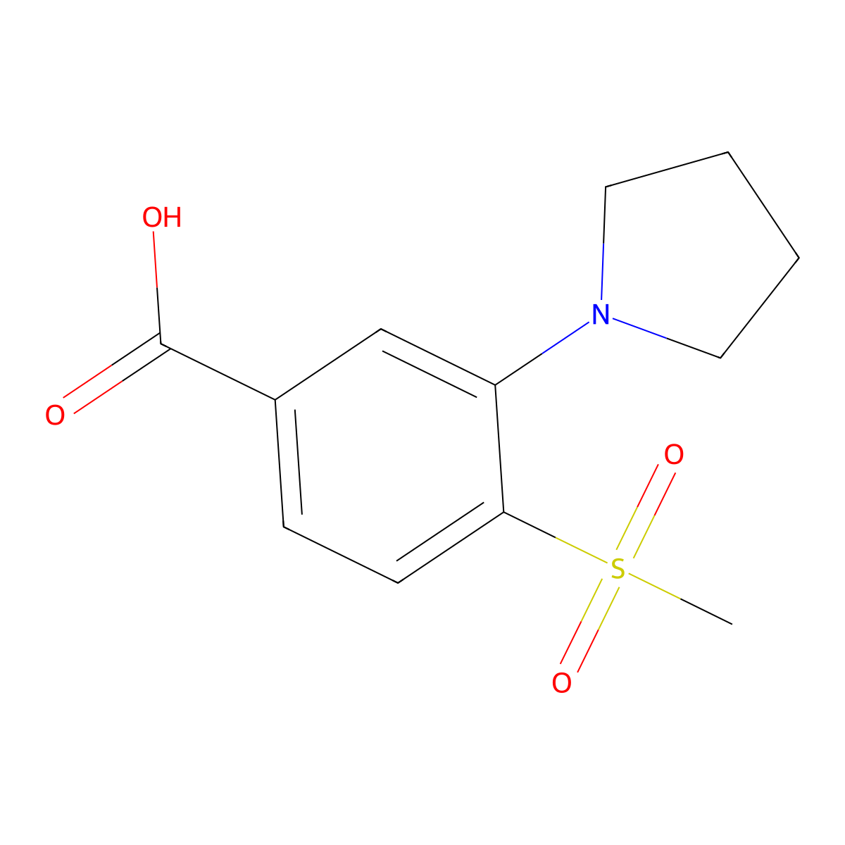 4-Methylsulfonyl-3-(pyrrolidin-1-yl)benzoic acid molecular structure, CAS 1000018-48-3