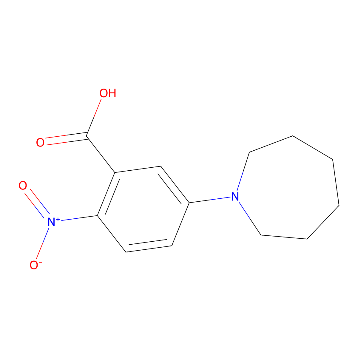 5-(Azepan-1-yl)-2-nitrobenzoic acid molecular structure, CAS 1000018-50-7