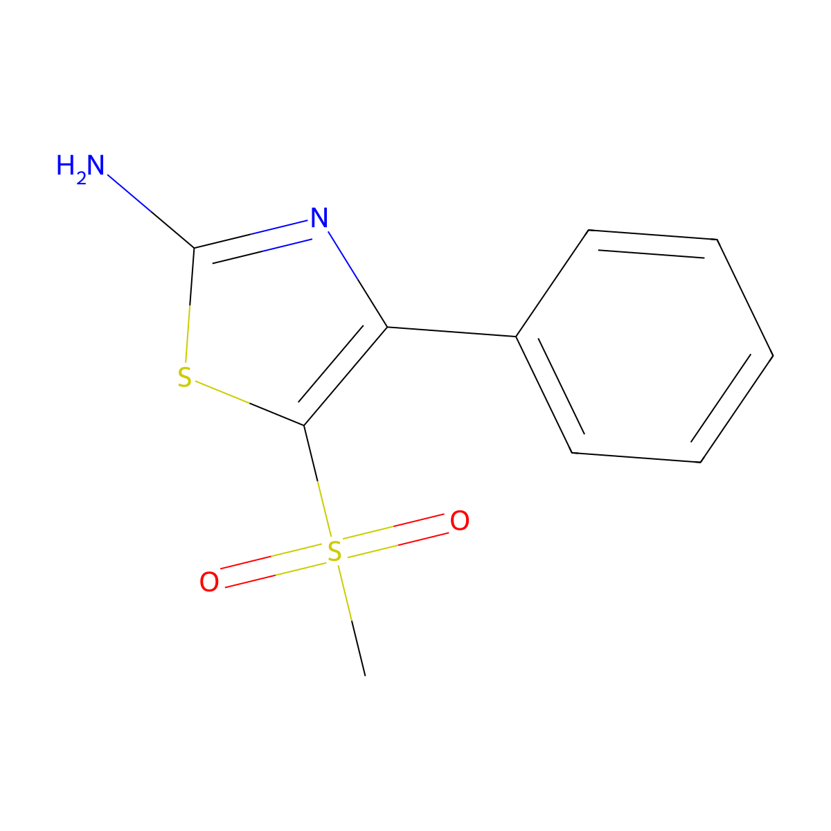2-Amino-5-methylsulfonyl-4-phenyl-1,3-thiazole molecular structure, CAS 1000018-51-8