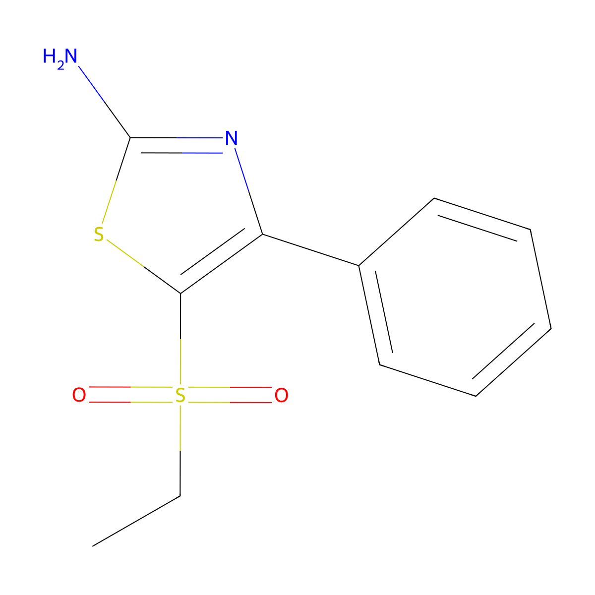 2-Amino-5-ethylsulfonyl-4-phenyl-1,3-thiazole molecular structure, CAS 1000018-52-9