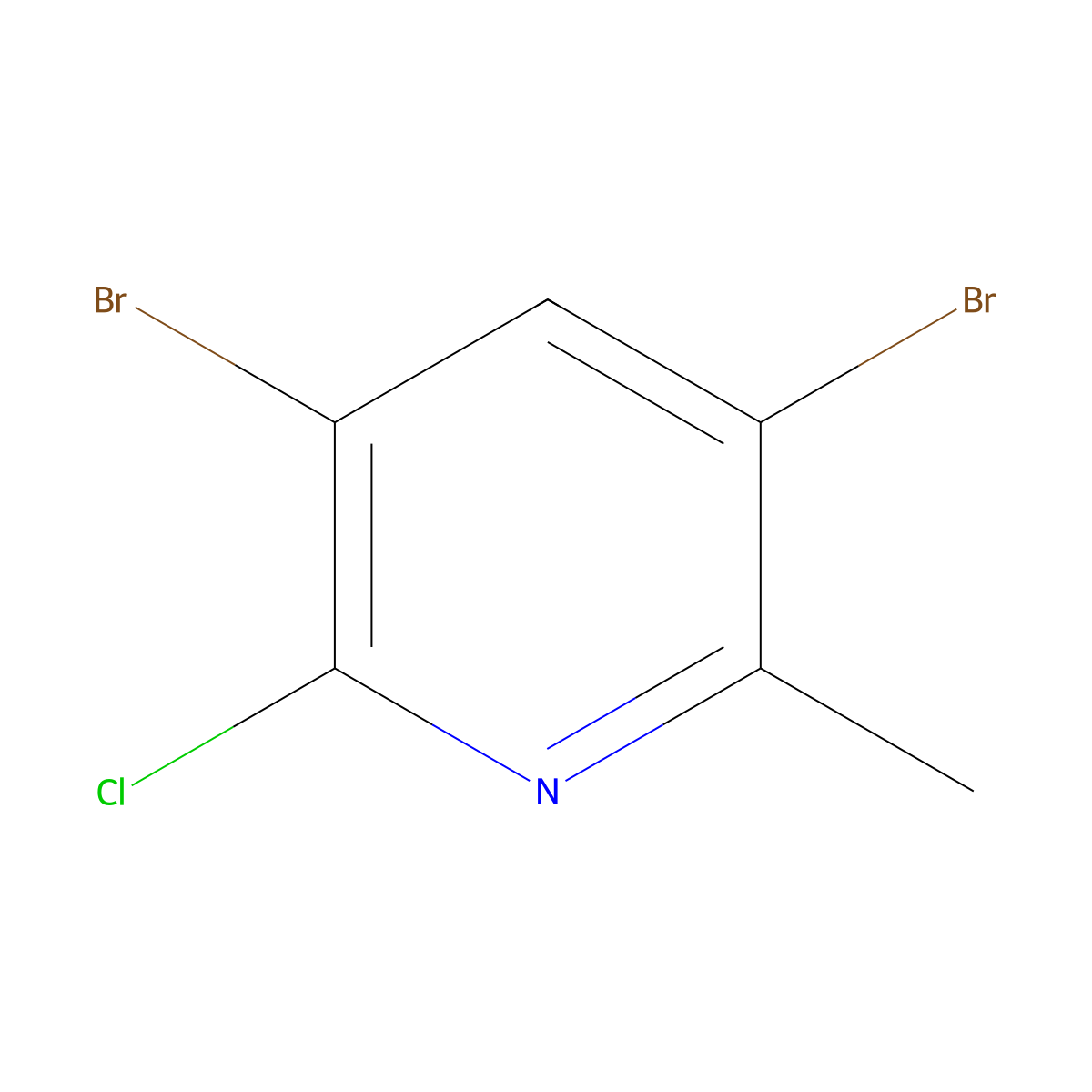3,5-Dibromo-2-chloro-6-methylpyridine molecular structure, CAS 1000018-58-5