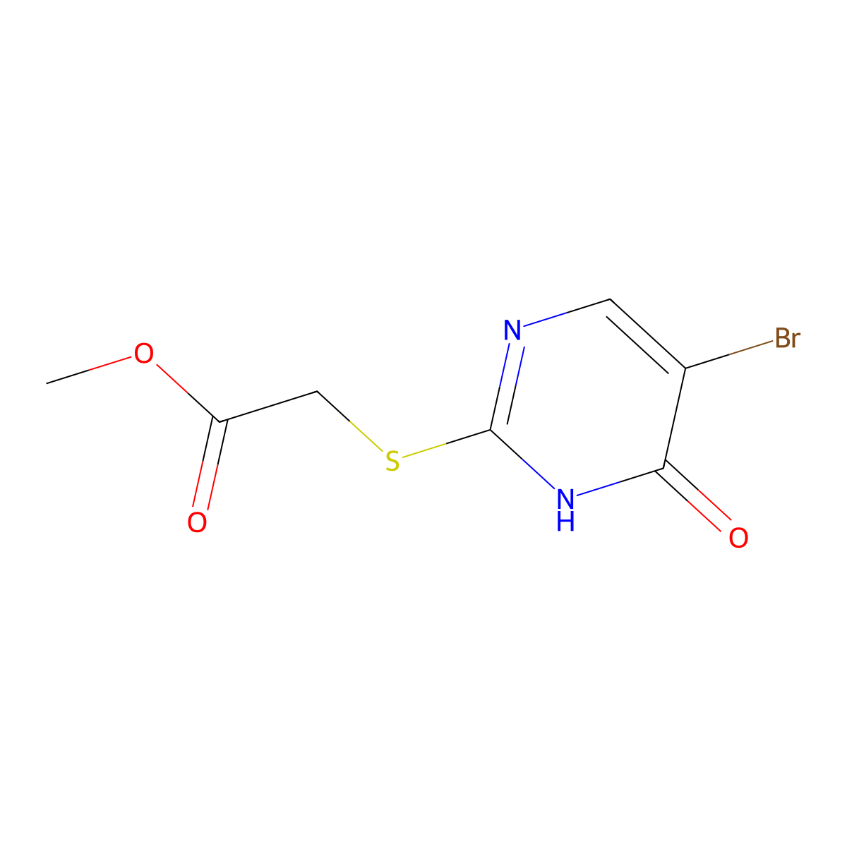 Methyl [(5-bromo-4-hydroxypyrimidin-2-yl)thio]acetate molecular structure, CAS 1000018-61-0