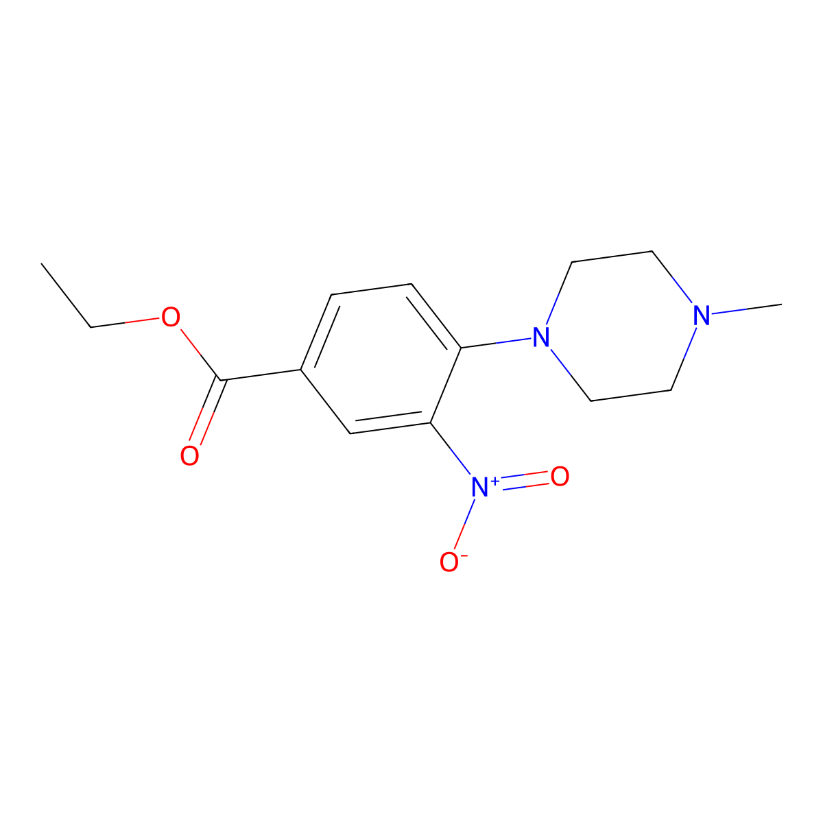 Ethyl 4-(4-methylpiperazin-1-yl)-3-nitrobenzoate molecular structure, CAS 1000018-71-2