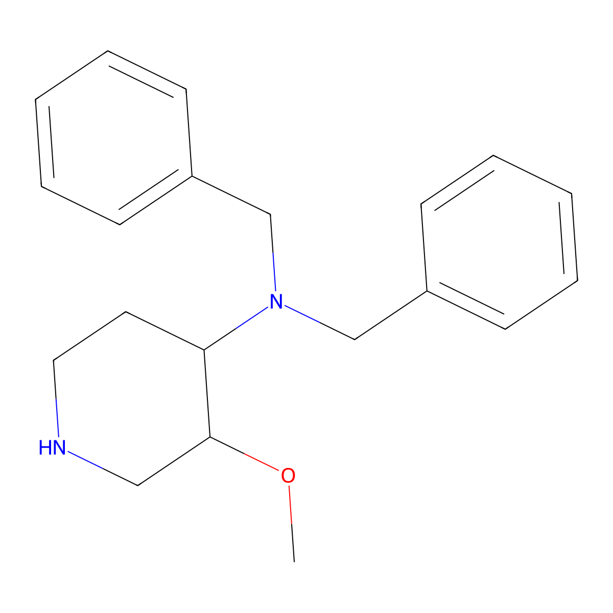 N,N-dibenzyl-3-methoxy-piperidin-4-amine molecular structure, CAS 1000027-12-2