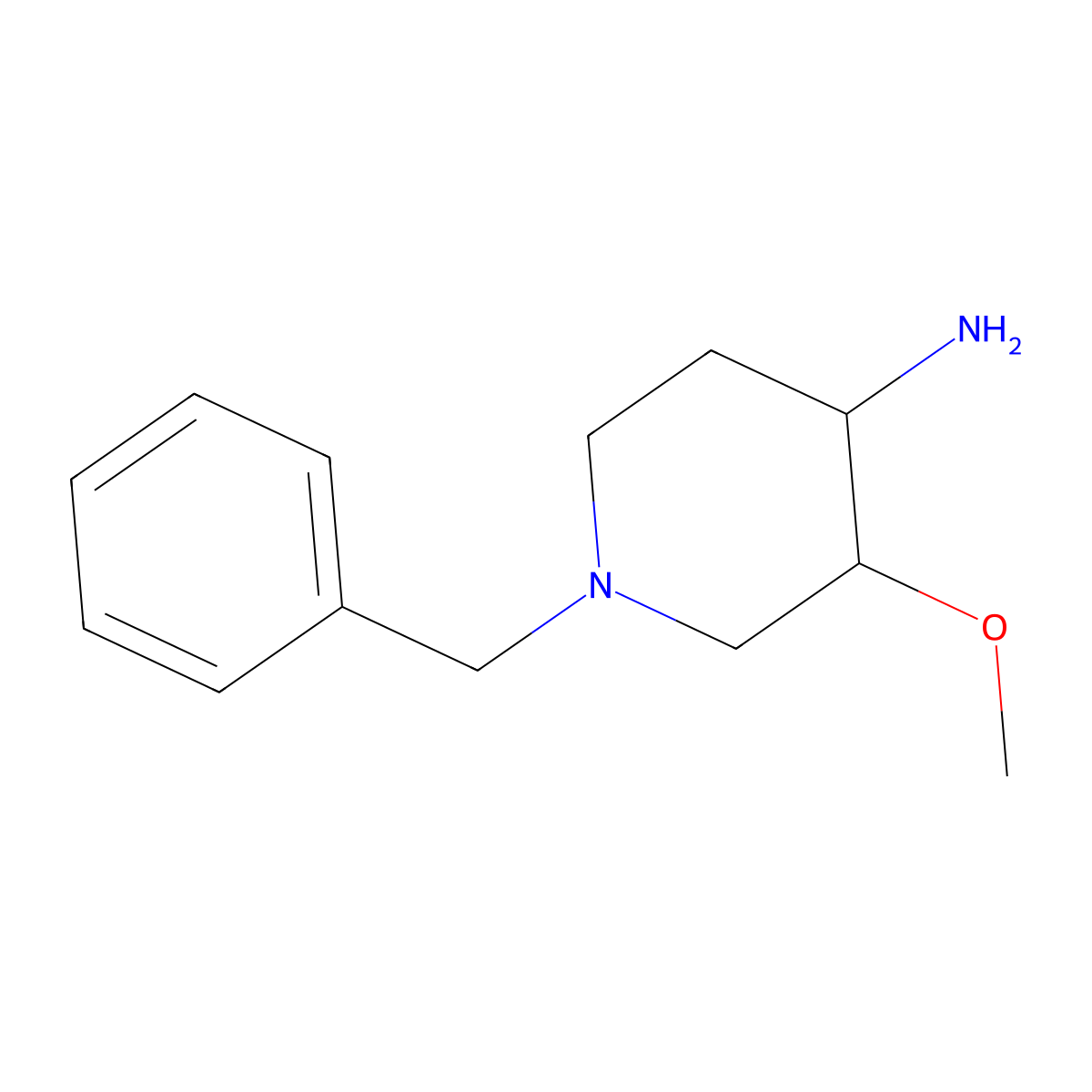 1-Benzyl-3-methoxy-piperidin-4-ylamine molecular structure, CAS 1000027-13-3