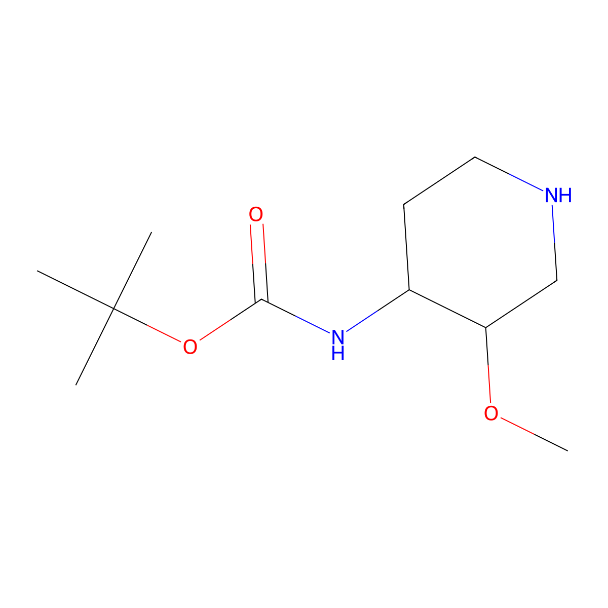 tert-butyl ((3S,4R)-3-methoxypiperidin-4-yl)carbamate molecular structure, CAS 1000027-16-6
