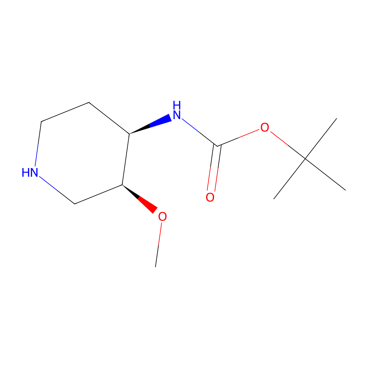 tert-butyl ((3S,4R)-3-methoxypiperidin-4-yl)carbamate molecular structure, CAS 1000027-16-6