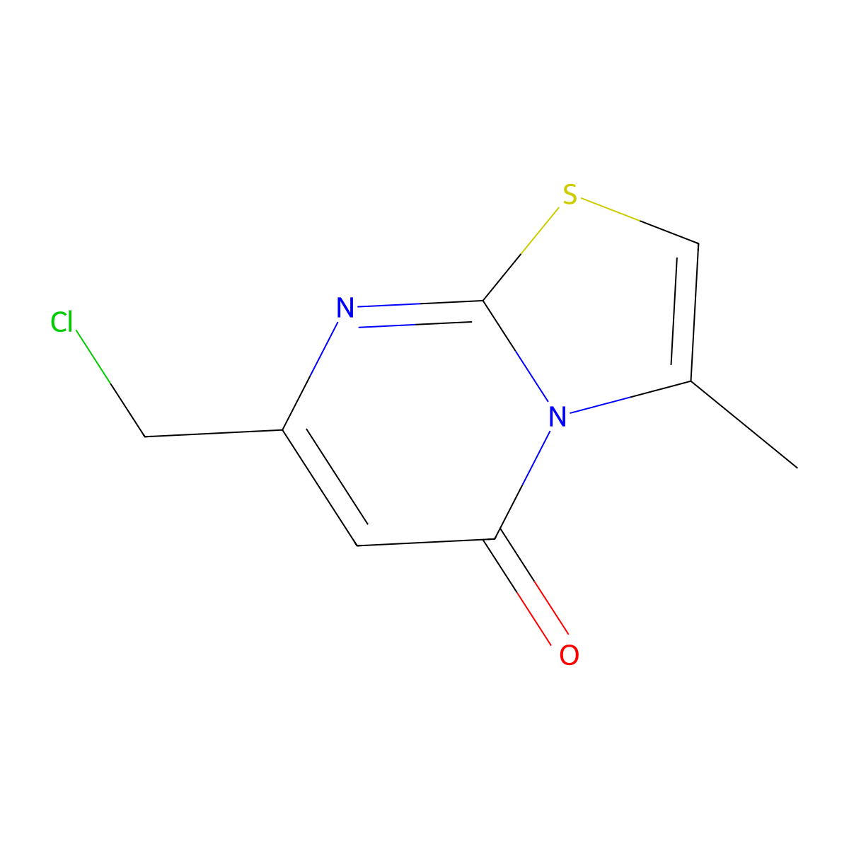 7-(chloromethyl)-3-methyl-5H-[1,3]thiazolo[3,2-a]pyrimidin-5-one molecular structure, CAS 100003-81-4