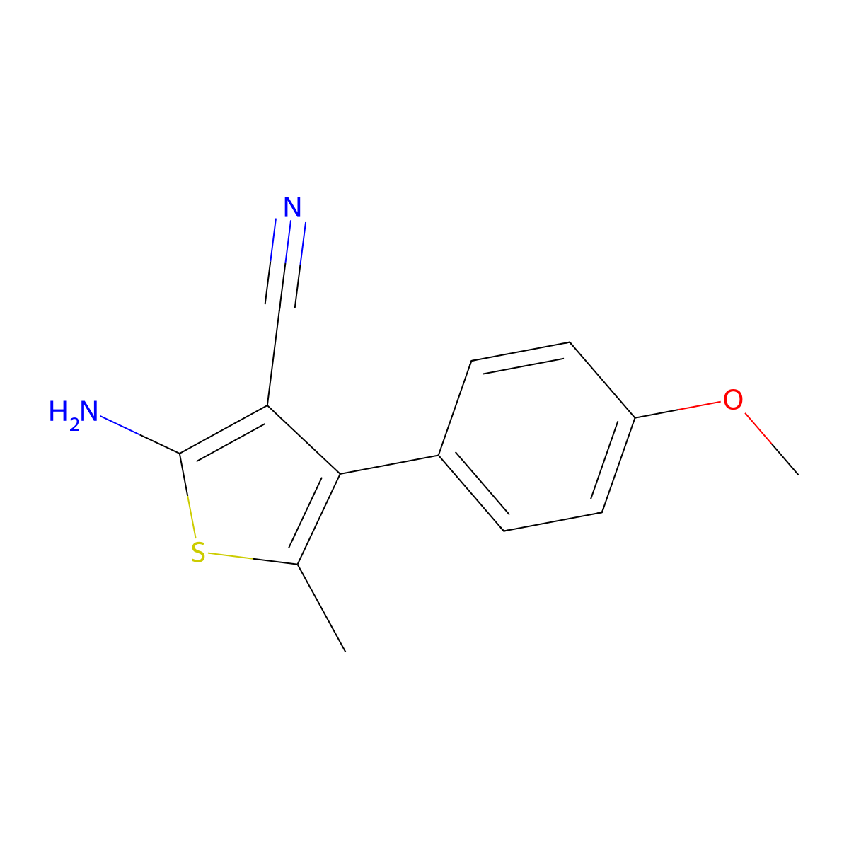 2-Amino-4-(4-methoxyphenyl)-5-methylthiophene-3-carbonitrile molecular structure, CAS 100005-23-0