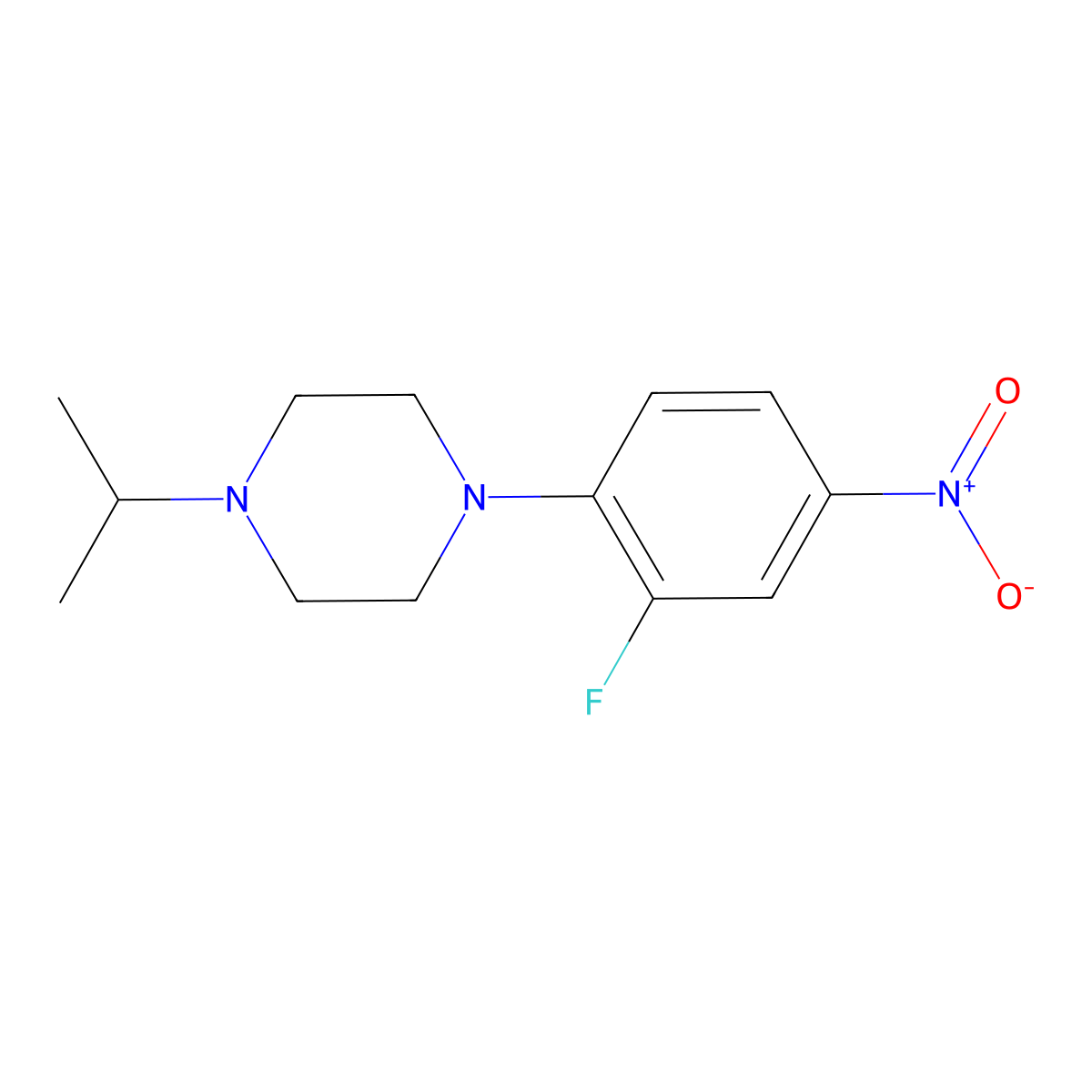 1-(2-Fluoro-4-nitrophenyl)-4-isopropylpiperazine molecular structure, CAS 1000051-20-6