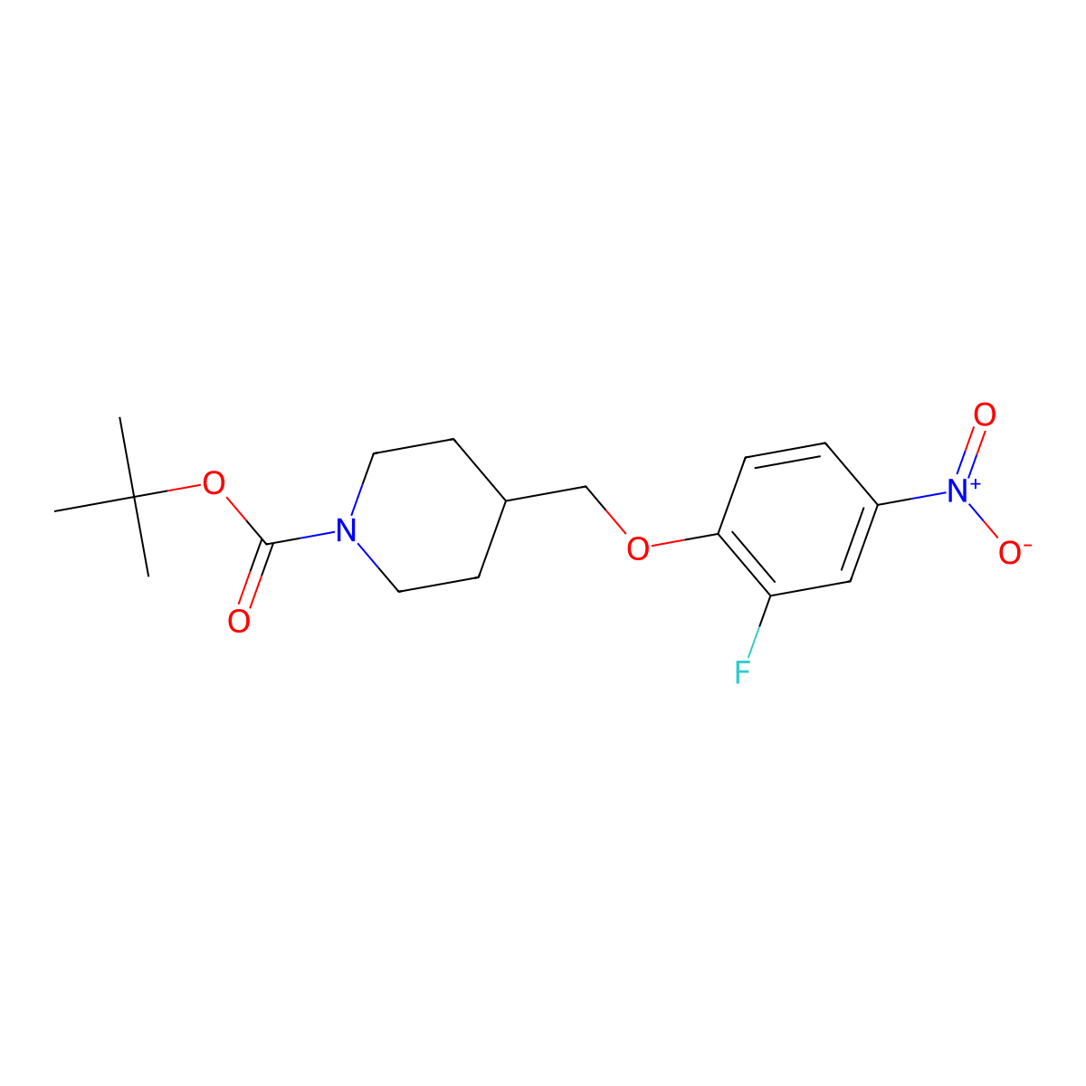 tert-Butyl 4-[(2-fluoro-4-nitrophenoxy)methyl]piperidine-1-carboxylate molecular structure, CAS 1000051-97-7