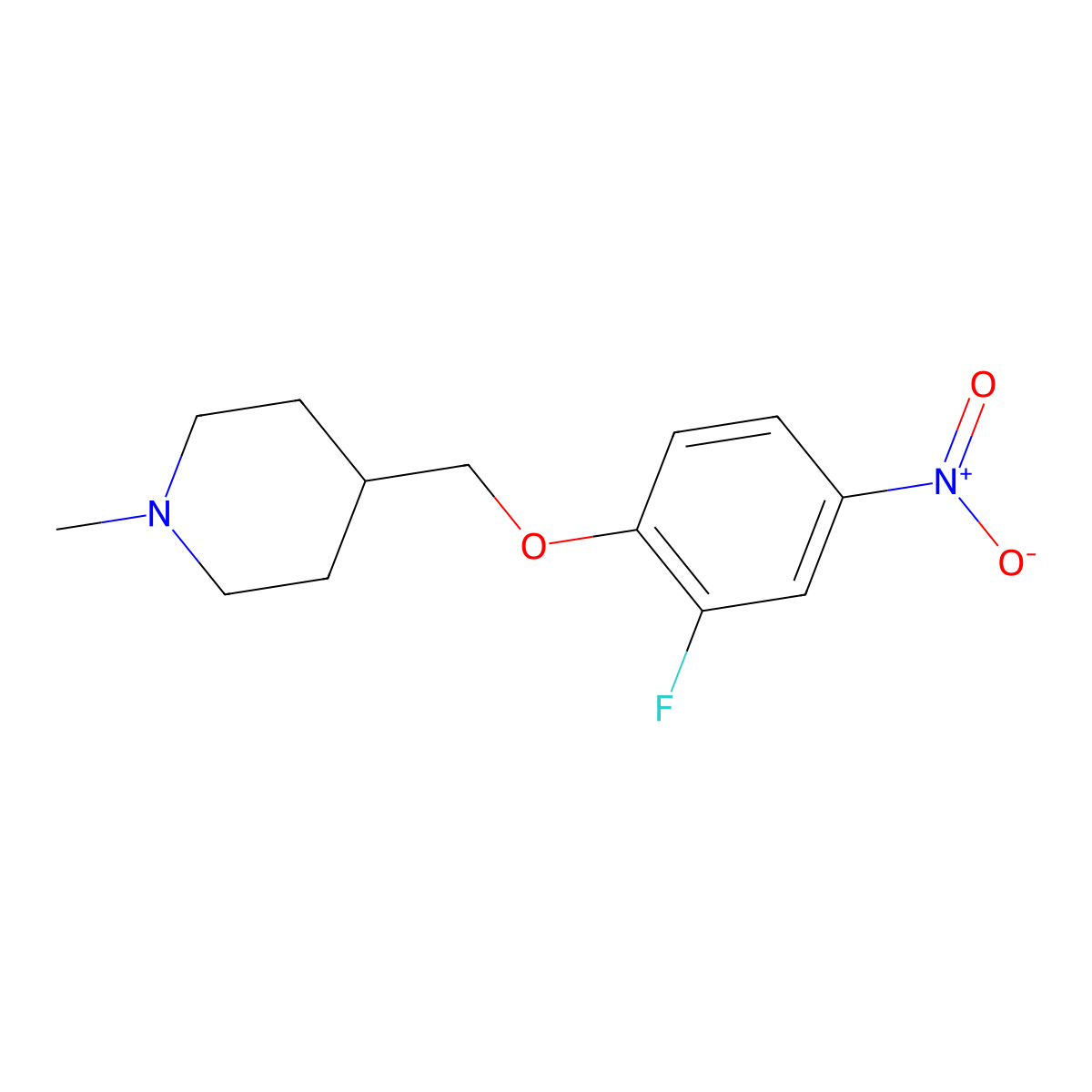 4-[(2-Fluoro-4-nitrophenoxy)methyl]-1-methylpiperidine molecular structure, CAS 1000052-54-9