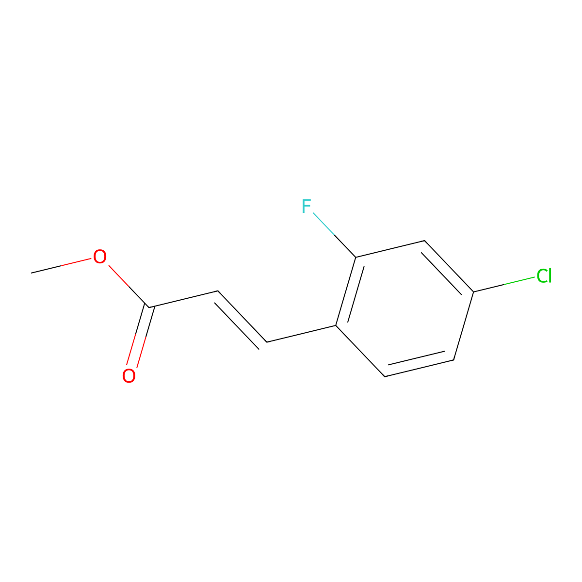methyl (2E)-3-(4-chloro-2-fluorophenyl)prop-2-enoate molecular structure, CAS 1000052-58-3