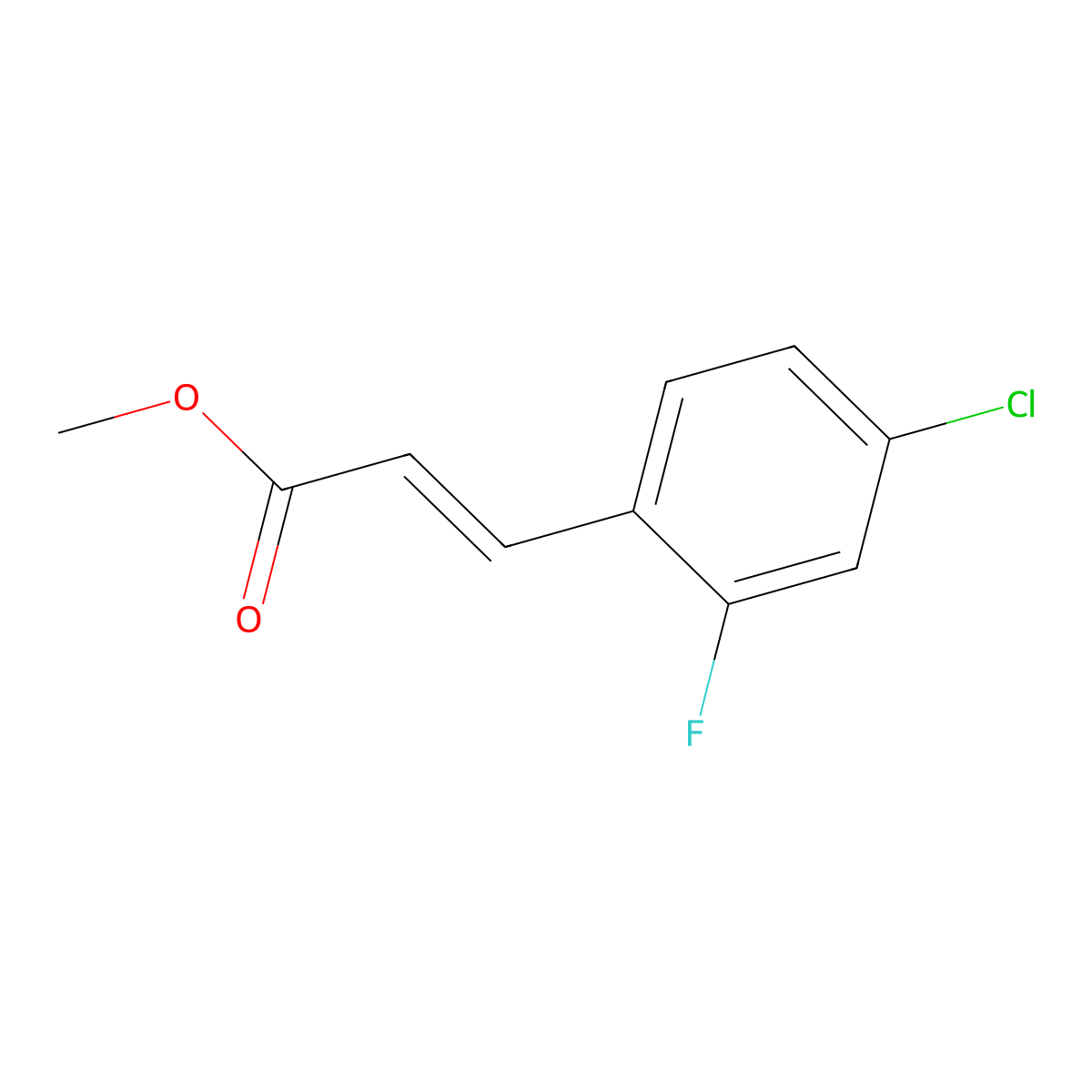 methyl (2E)-3-(4-chloro-2-fluorophenyl)prop-2-enoate molecular structure, CAS 1000052-58-3