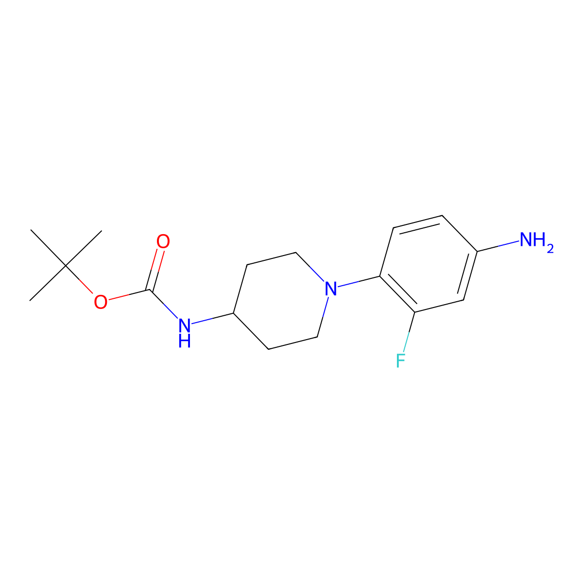 tert-Butyl (1-(4-amino-2-fluorophenyl)piperidin-4-yl)carbamate molecular structure, CAS 1000053-23-5
