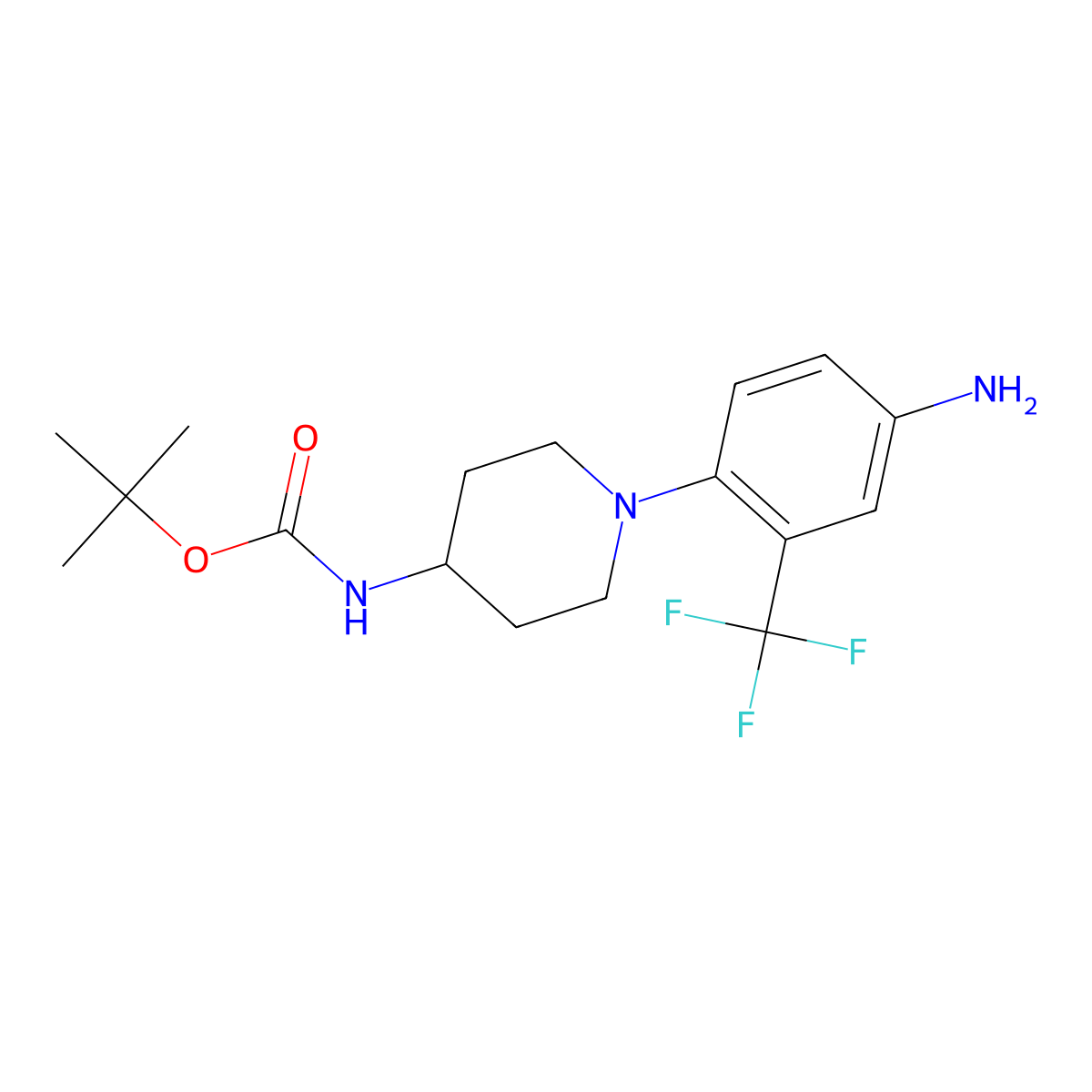 Carbamic acid, N-[1-[4-amino-2-(trifluoromethyl)phenyl]-4-piperidinyl]-, 1,1-dimethylethyl ester molecular structure, CAS 1000053-80-4