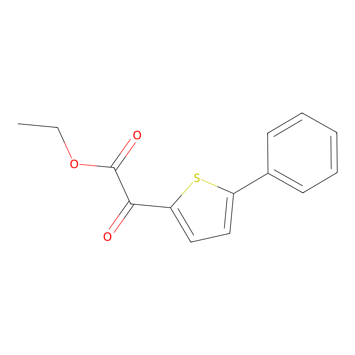Ethyl alpha-oxo-5-phenyl-2-thiopheneacetate molecular structure, CAS 100006-22-2
