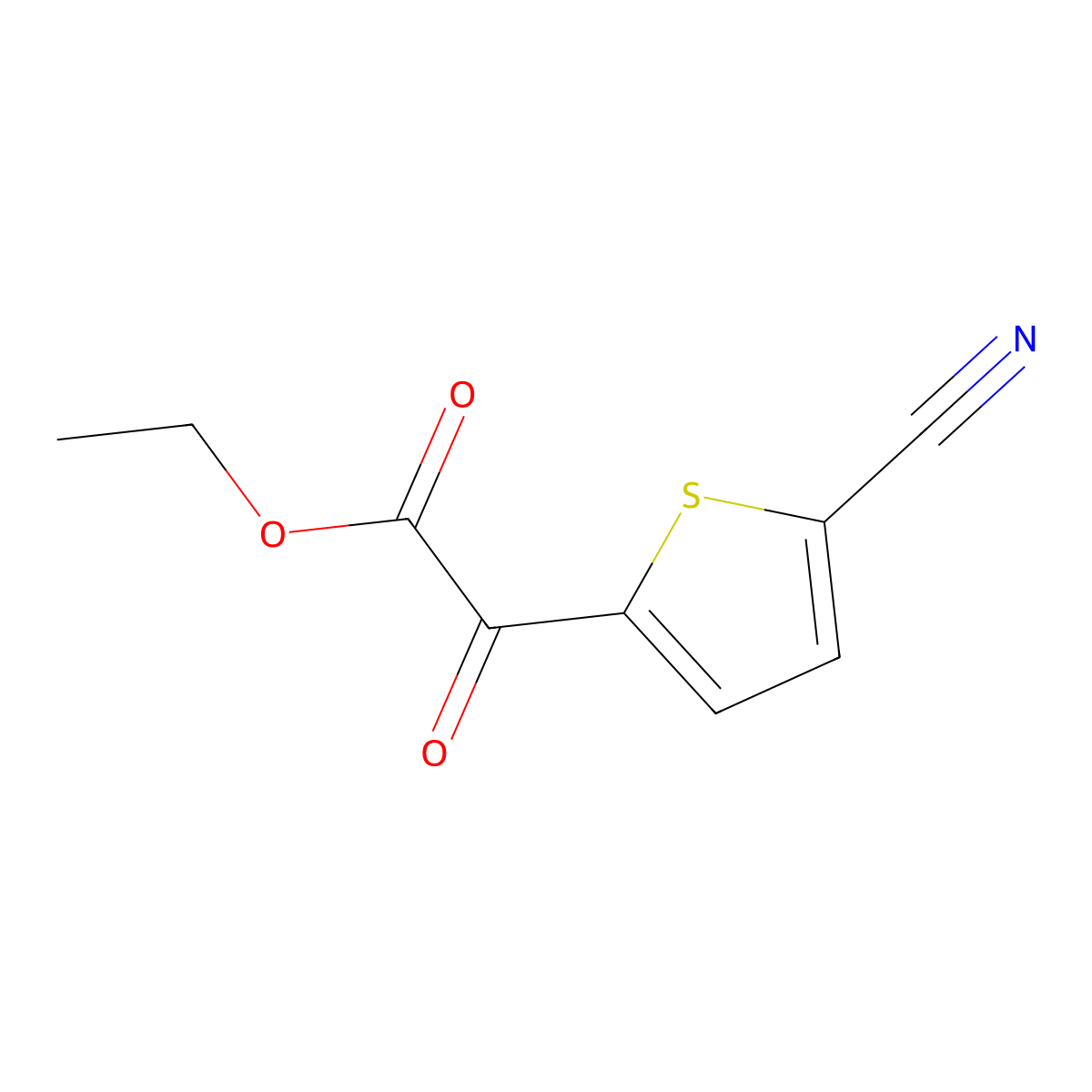 Ethyl 5-cyano-alpha-oxo-2-thiopheneacetate molecular structure, CAS 100006-27-7