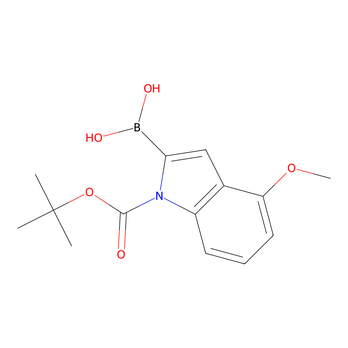 (1-(tert-Butoxycarbonyl)-4-methoxy-1H-indol-2-yl)boronic acid molecular structure, CAS 1000068-23-4