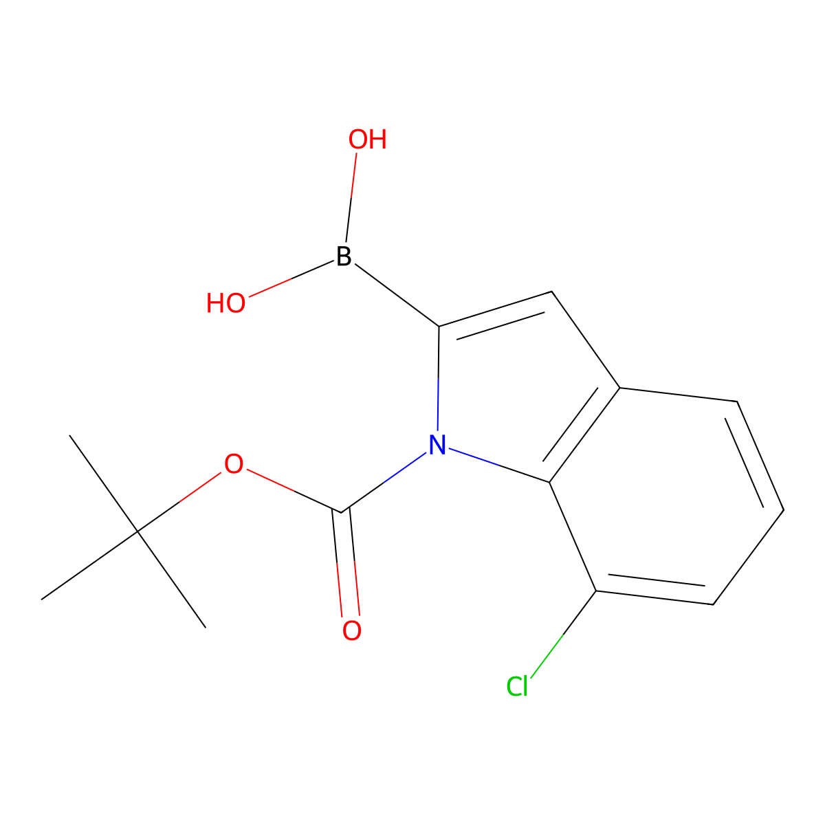 (1-(tert-Butoxycarbonyl)-7-chloro-1H-indol-2-yl)boronic acid molecular structure, CAS 1000068-24-5