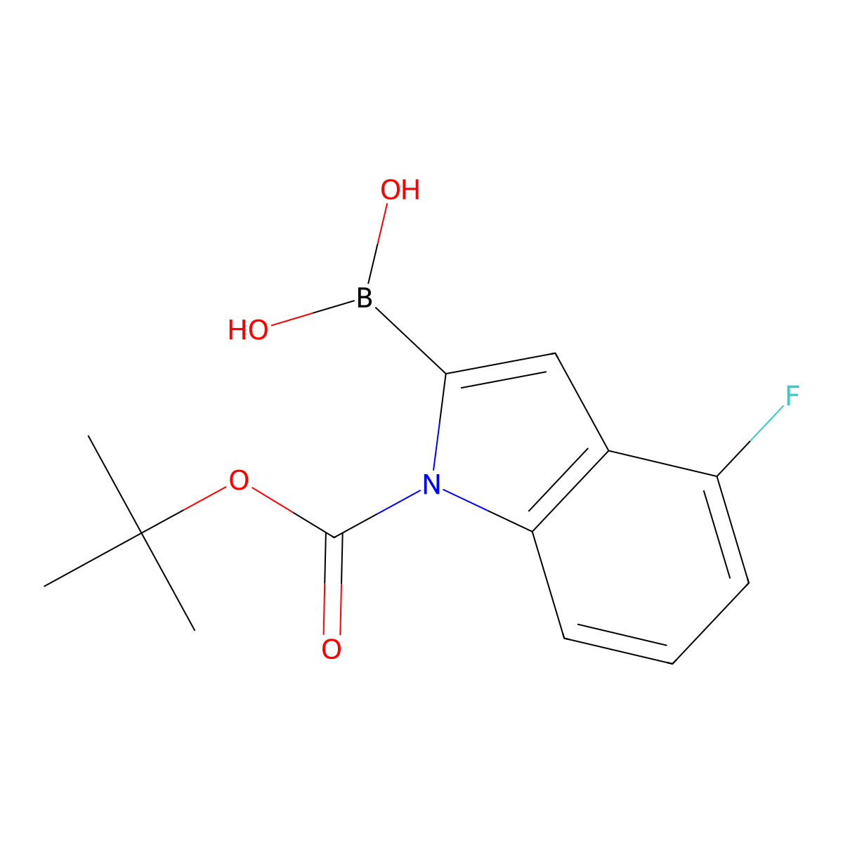 (1-(tert-Butoxycarbonyl)-4-fluoro-1H-indol-2-yl)boronic acid molecular structure, CAS 1000068-25-6
