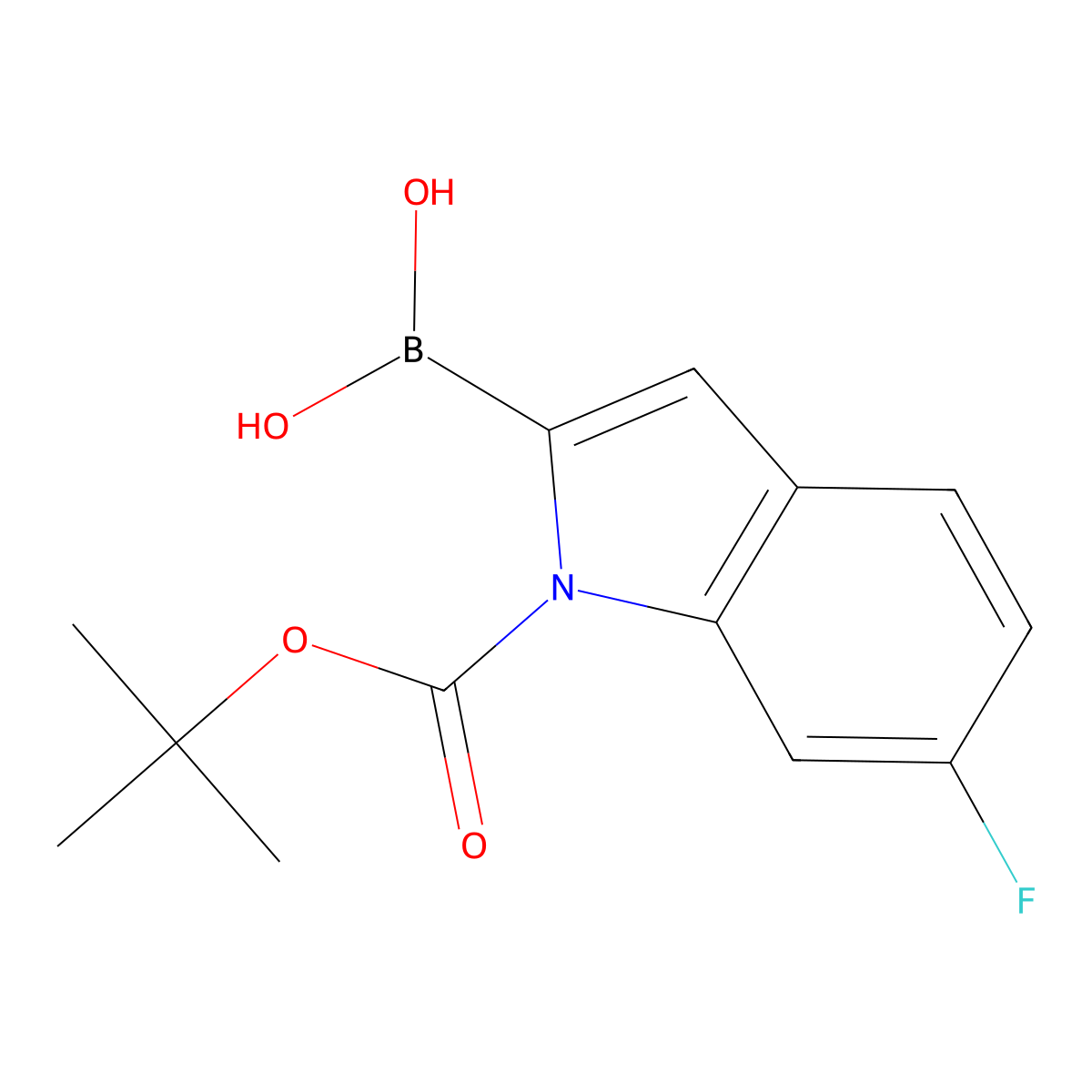 (1-(tert-Butoxycarbonyl)-6-fluoro-1H-indol-2-yl)boronic acid molecular structure, CAS 1000068-26-7