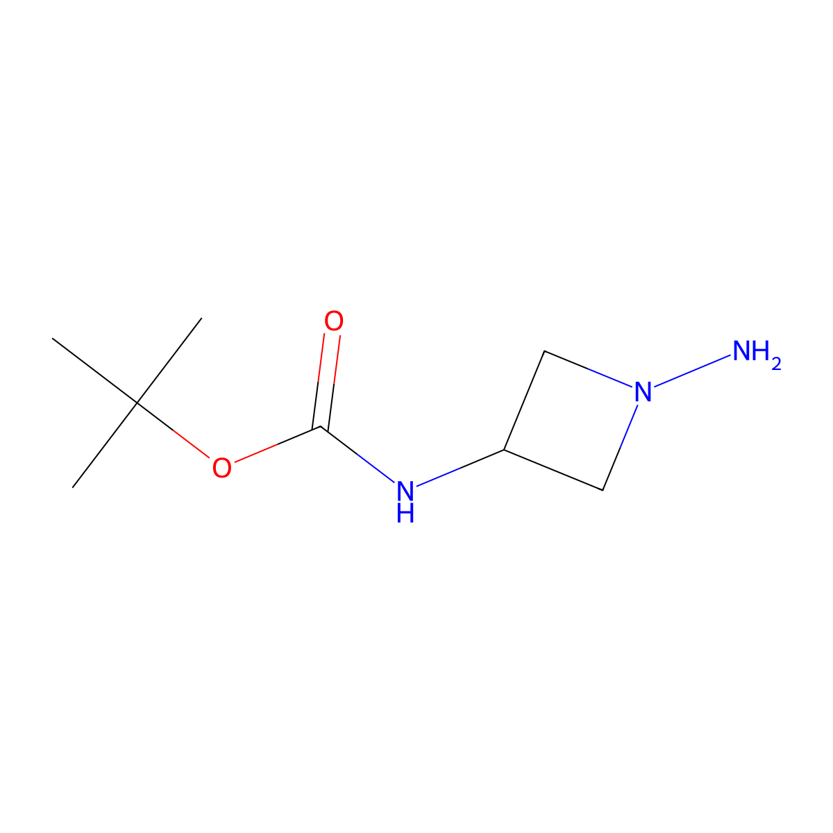 tert-Butyl (1-aminoazetidin-3-yl)carbamate molecular structure, CAS 1000068-55-2